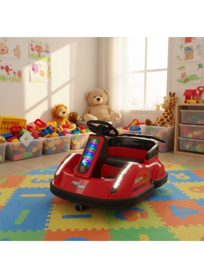 Star Kids Deluxe electric flying saucer car for kids with remote control, multi-color LED lights, and Bluetooth music - 360-degree rotation technology and rocking mode for children aged 1 to 8 years. - Image 1